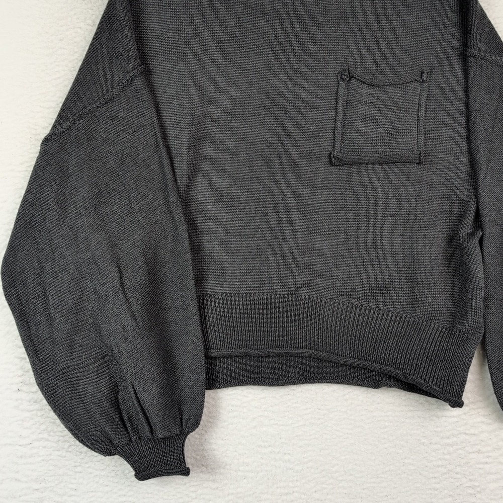 POL Anthropologie Oversized Slouchy Pocket Sweater Black Raw Rolling Edge Medium - Picture 4 of 11